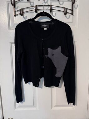 Collectif Black and Gray Cat Cardigan Sweater